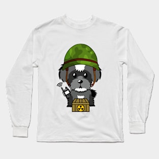 Cute schnauzer is a soldier Long Sleeve T-Shirt